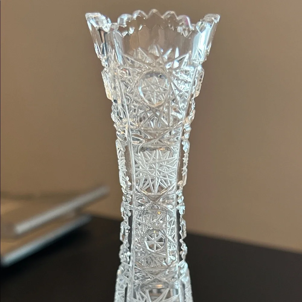 Vintage Bohemian 24% Lead Crystal Bud Vase 7